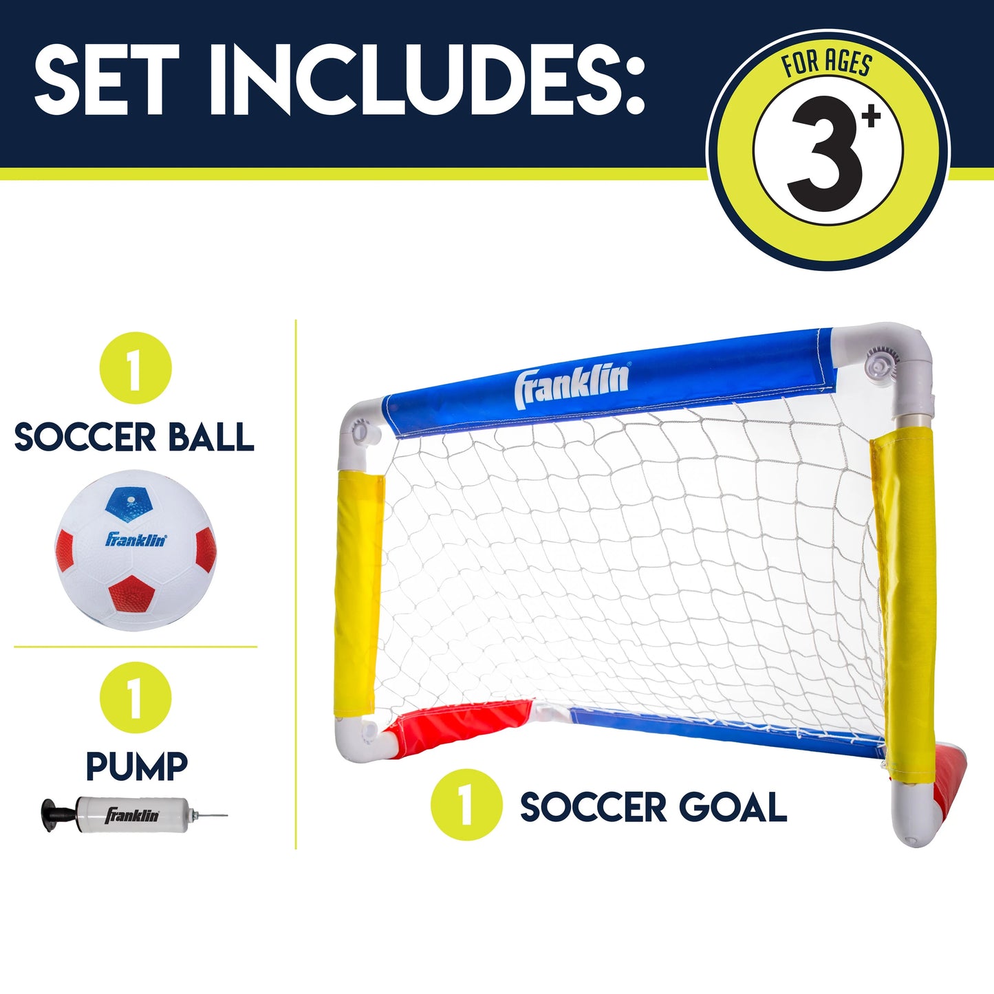 SOCCER GOAL SET 24 INCH W/BALL AND PUMP FRANKLIN 3+