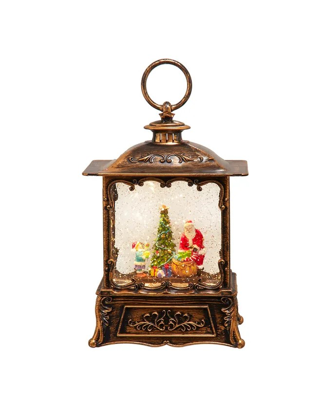 8.86" Battery Operated LED Santa Swirling Water Lantern