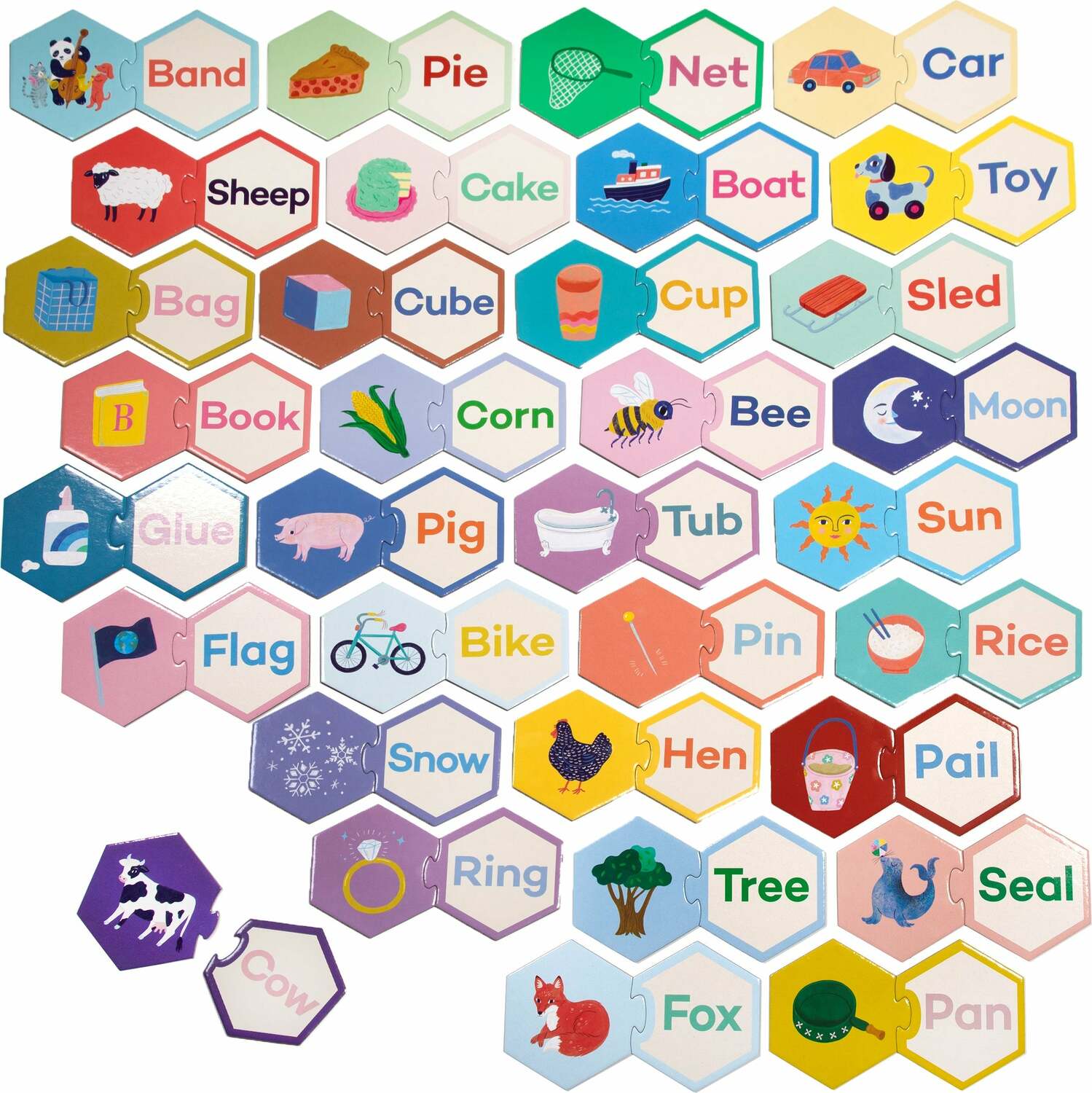 Simple Words Hexagon (hexagon puzzle pairs)