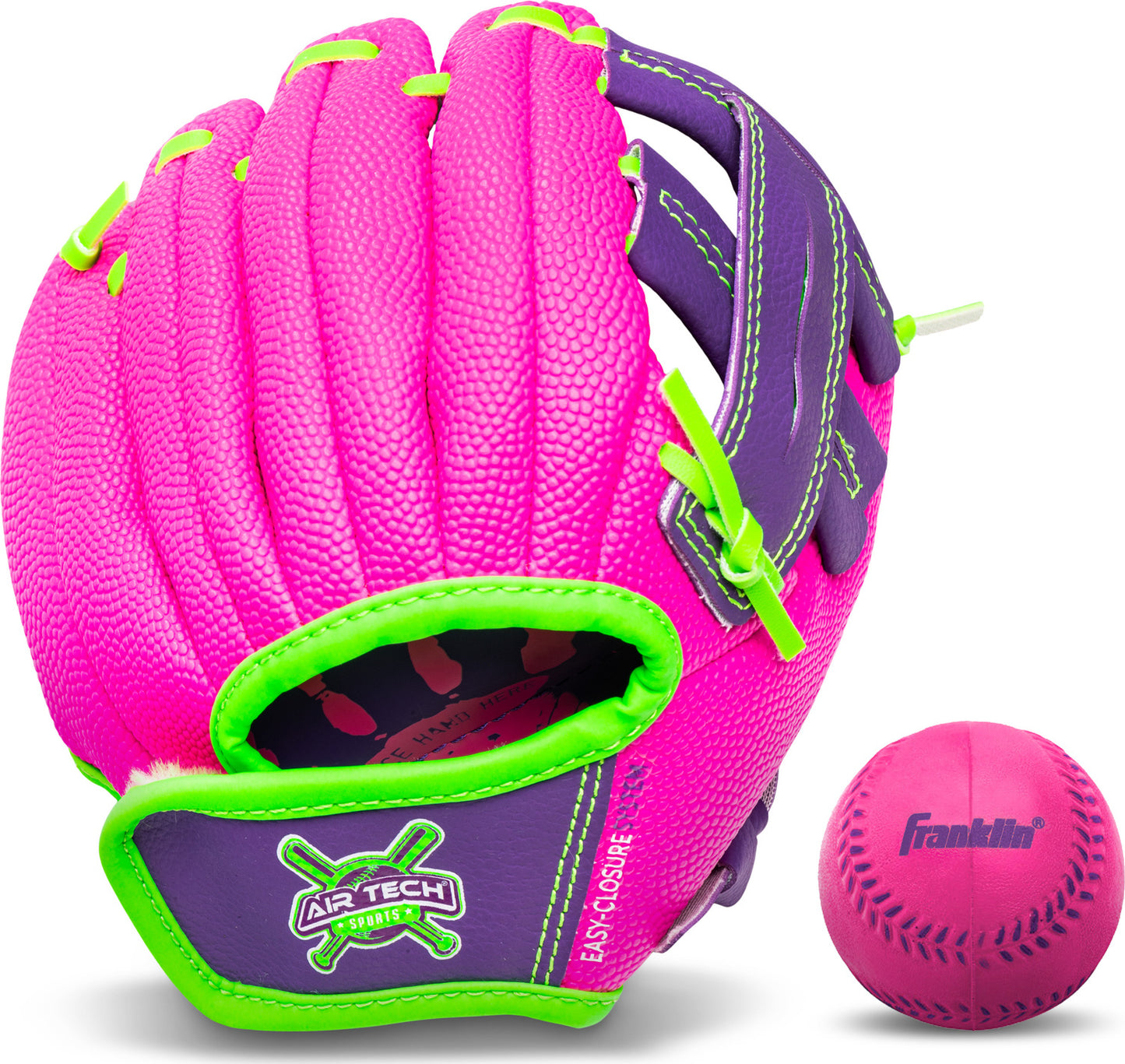 8.5 Pink/Purple Airtech Baseball Glove with Ball