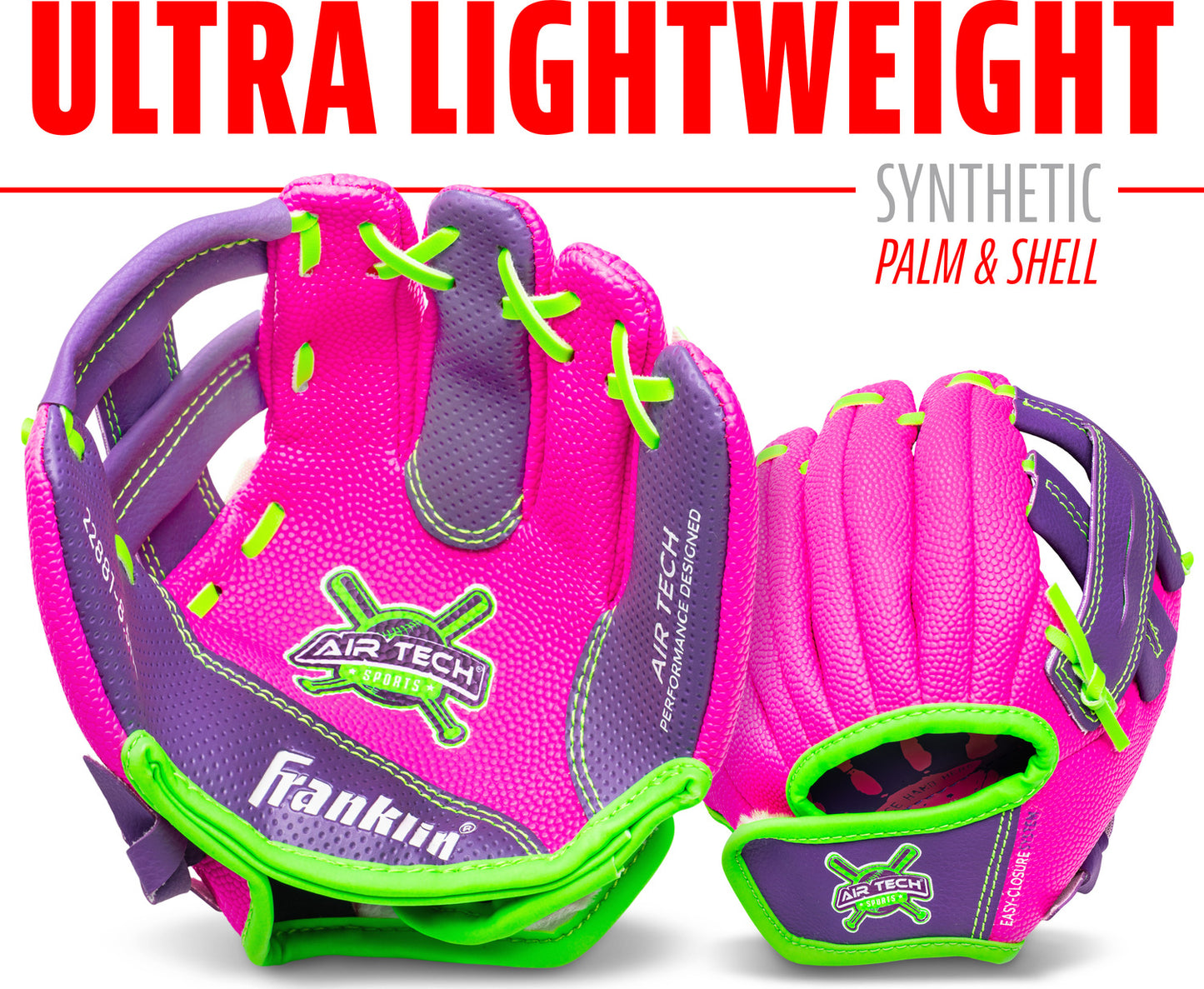 8.5 Pink/Purple Airtech Baseball Glove with Ball
