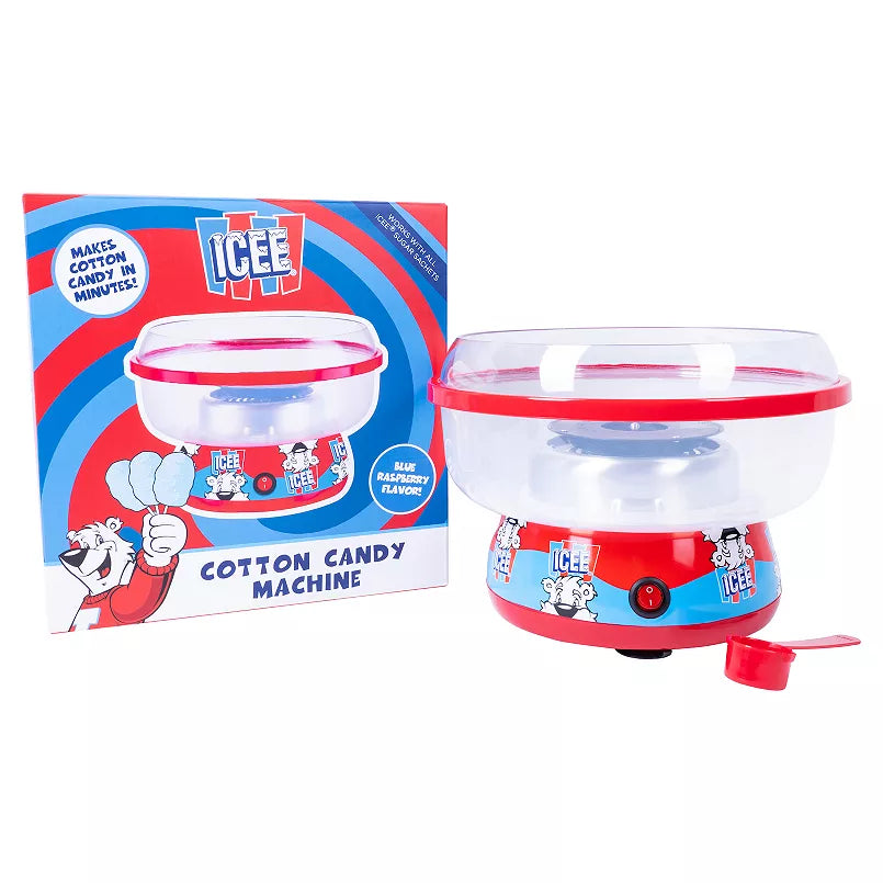 Cotton candy machine with packaging on a white background
