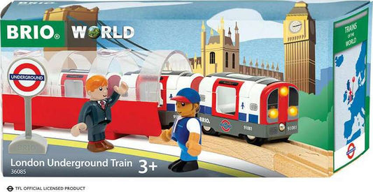 BRIO World London Underground Train set packaging with toy figures and train.