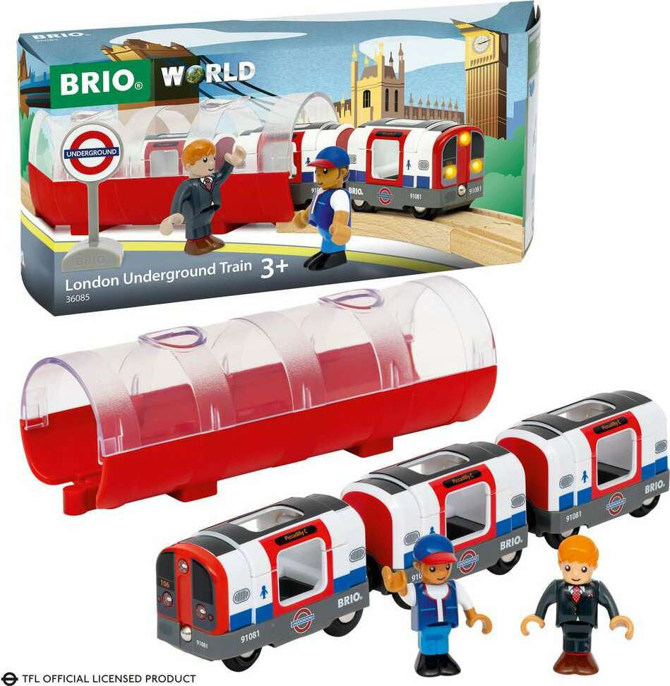 BRIO World London Underground Train set with packaging featuring Big Ben.