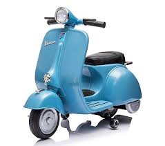 A blue toy scooter designed to resemble a classic VESPA scooter.