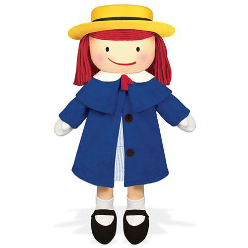 MADELINE 16" INC DOOL WEARING A YELLOW HAT AND A BLUE COAT
