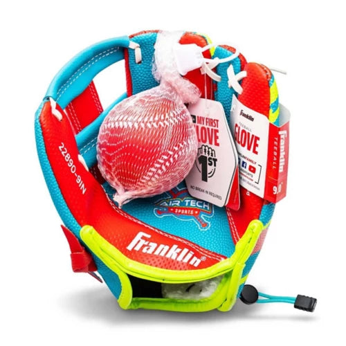 9 TEE BALL GLOVE red +green AIRTECH FIELDING GLOVE WBALL