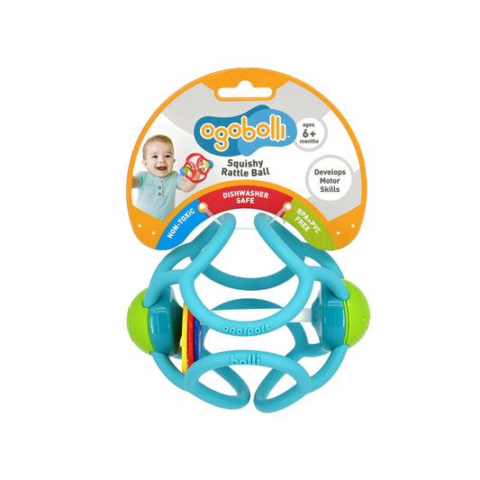 BLUE OGOBOLLI SQUISHY RATTLE BALL