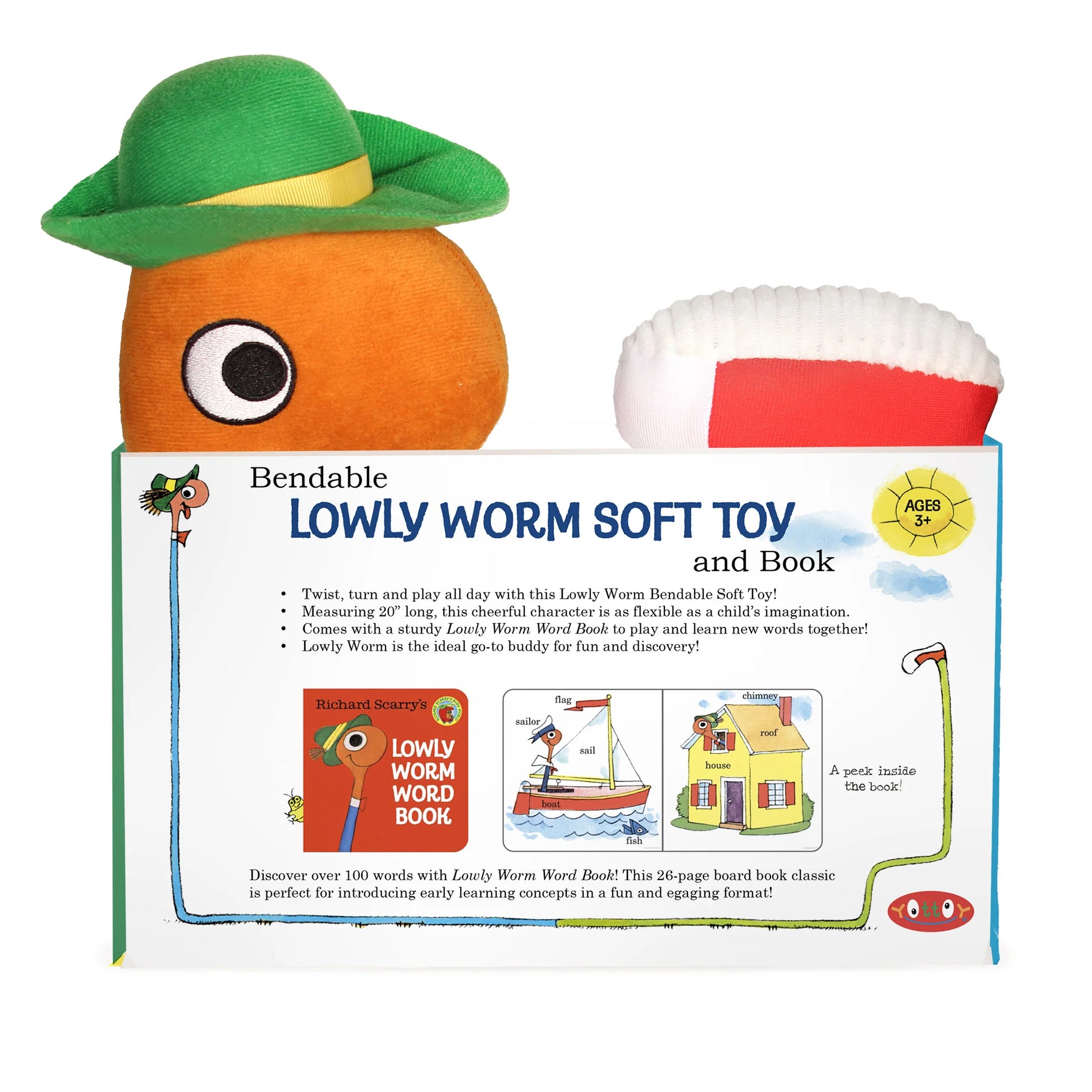 picture of the soft worm and description behind the packaging of different other books availabe