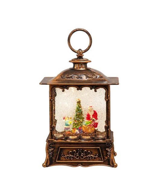 8.86" Battery Operated LED Santa Swirling Water Lantern