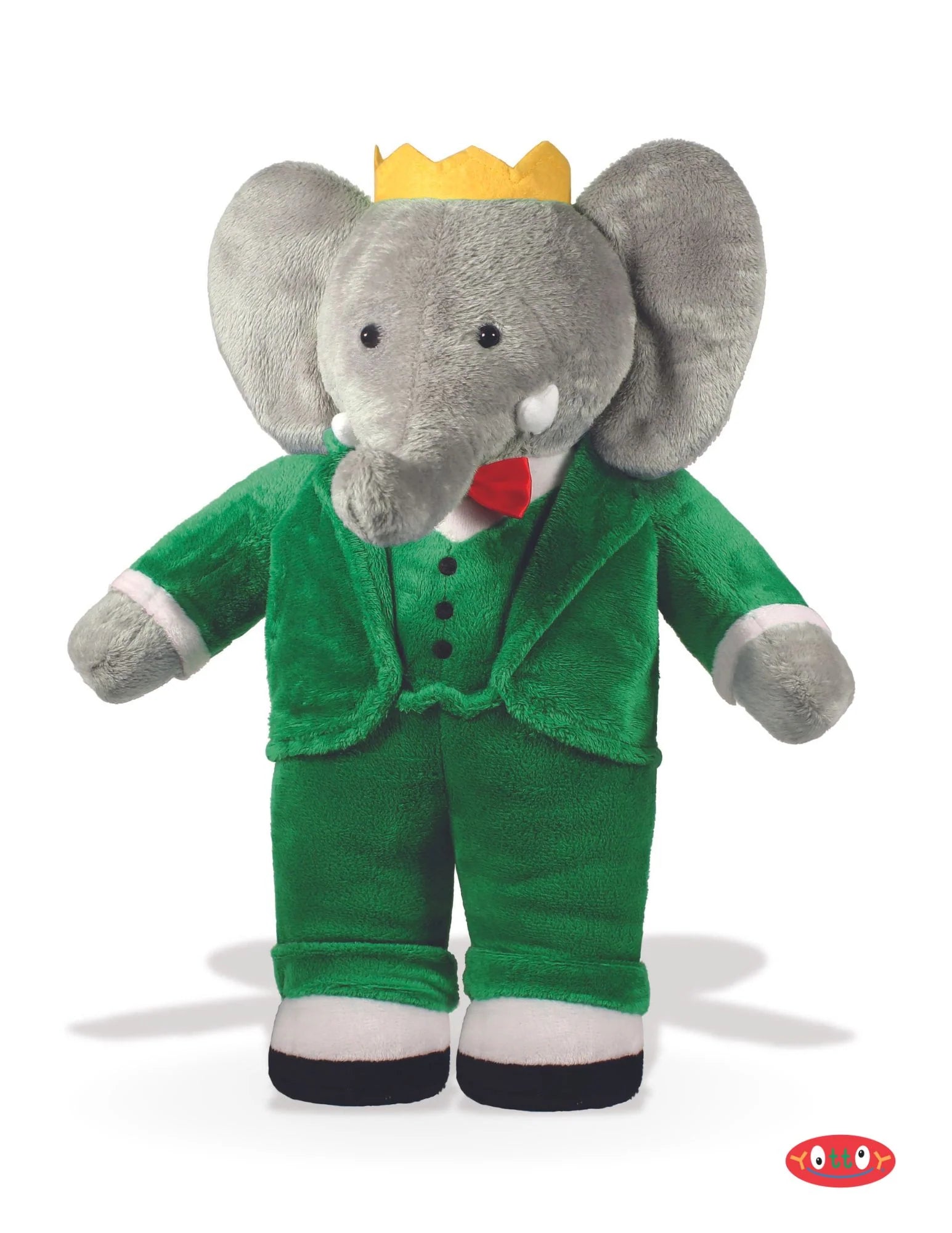 Babar 13" plush elephant doll dress in green suit and gold crown