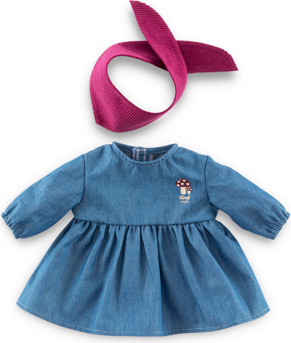 12" Jeans Dress & Scarf - Little Explorer
Denim blue dress with maroon scarf set for 12 inch baby dolls