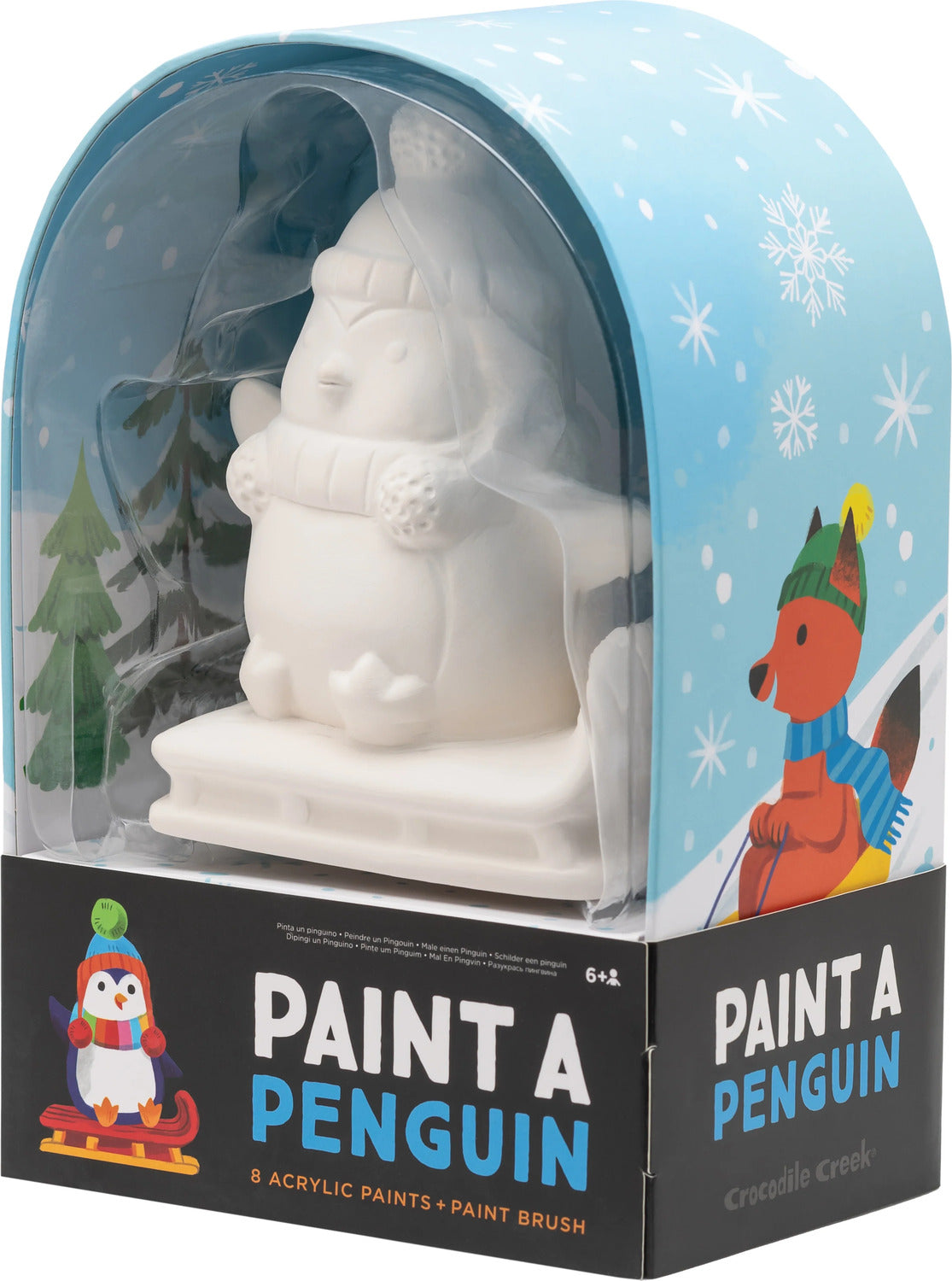 Paint a penguin kit with a white penguin figure in packaging, 
