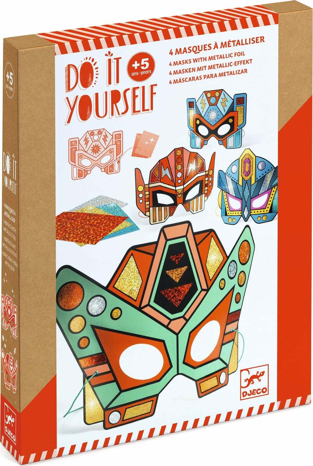 Box of 'Do It Yourself' masks with metallic foil by Djeco