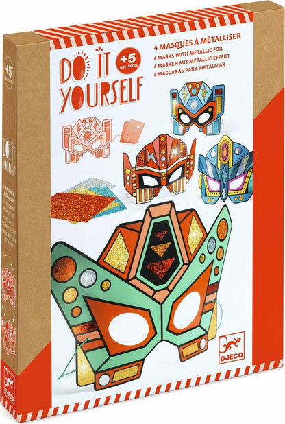 Box of 'Do It Yourself' masks with metallic foil by Djeco