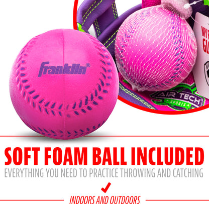 8.5 Pink/Purple Airtech Baseball Glove with Ball