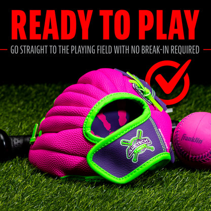 8.5 Pink/Purple Airtech Baseball Glove with Ball