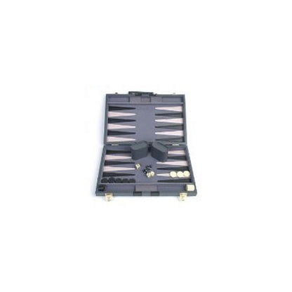 Backgammon set with pieces on a white background
