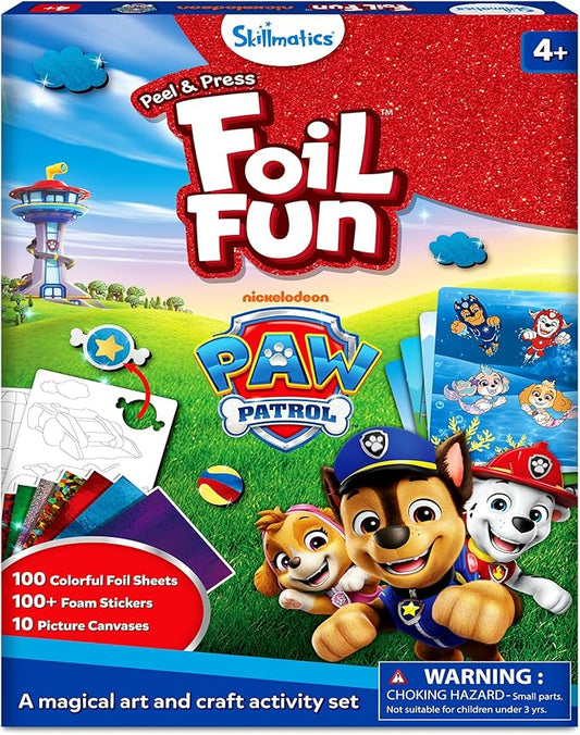 Skilmatics Foil Fun Paw Patrol activity set packaging with characters and text.