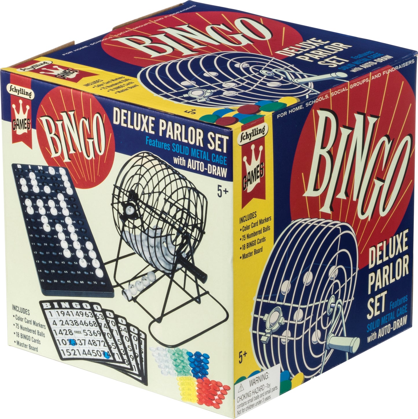 Vintage bingo game box with colorful design and text