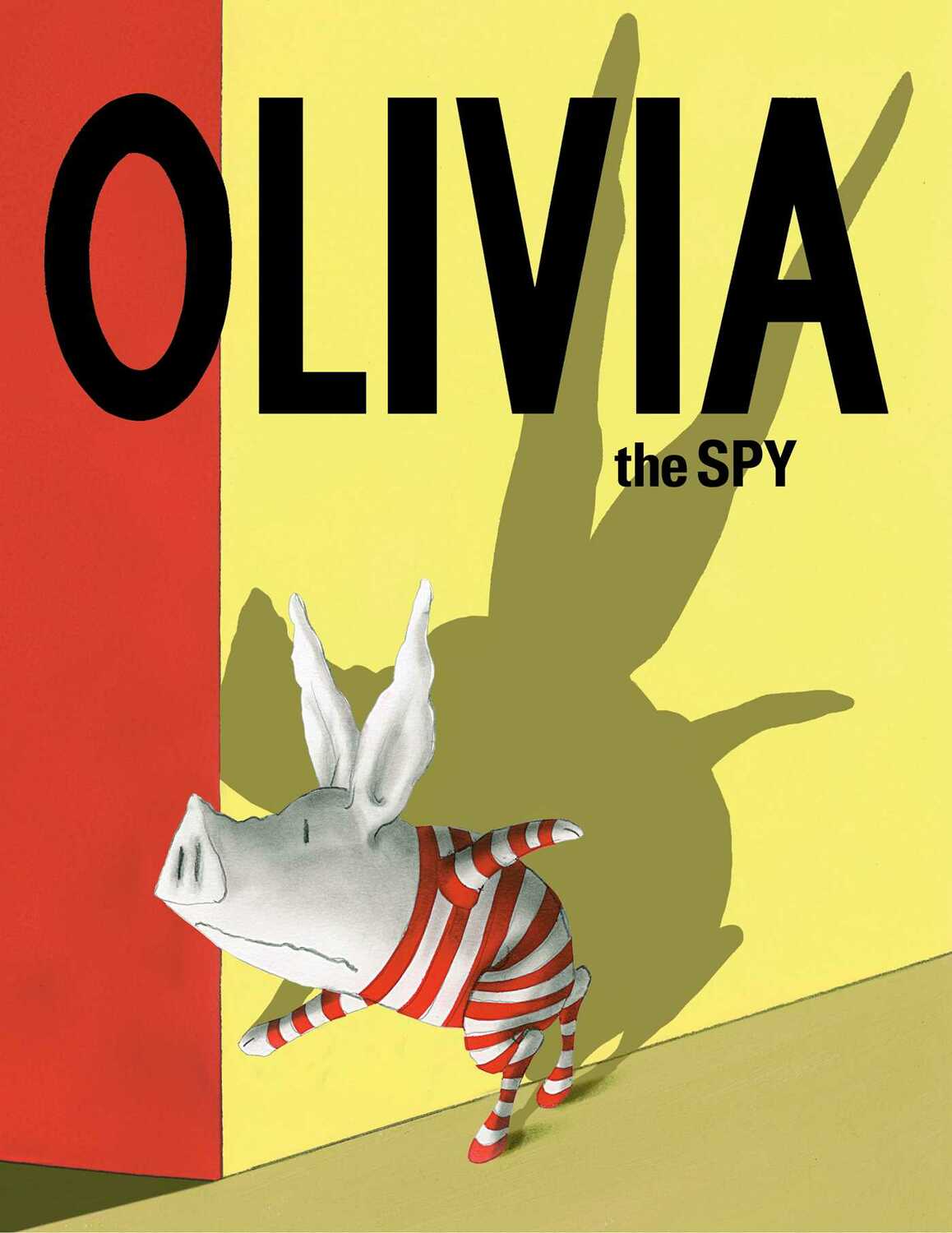 Cover of the book 'Olivia the Spy' featuring a cartoon pig in a striped hat and shirt, with the title text in large letters above.