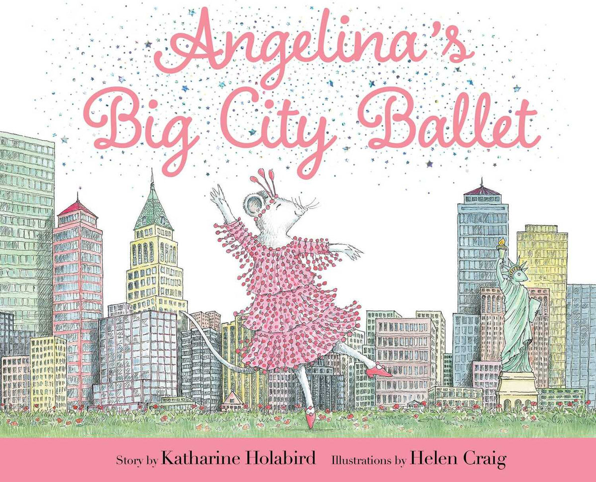 Cover of 'Angelina's Big City Ballet' featuring an illustration of Angelina Ballerina in a pink tutu, with a cityscape in the background.