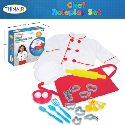 ThinAir Chef Roleplay Set with apron, chef's hat, utensils, and packaging on a white background