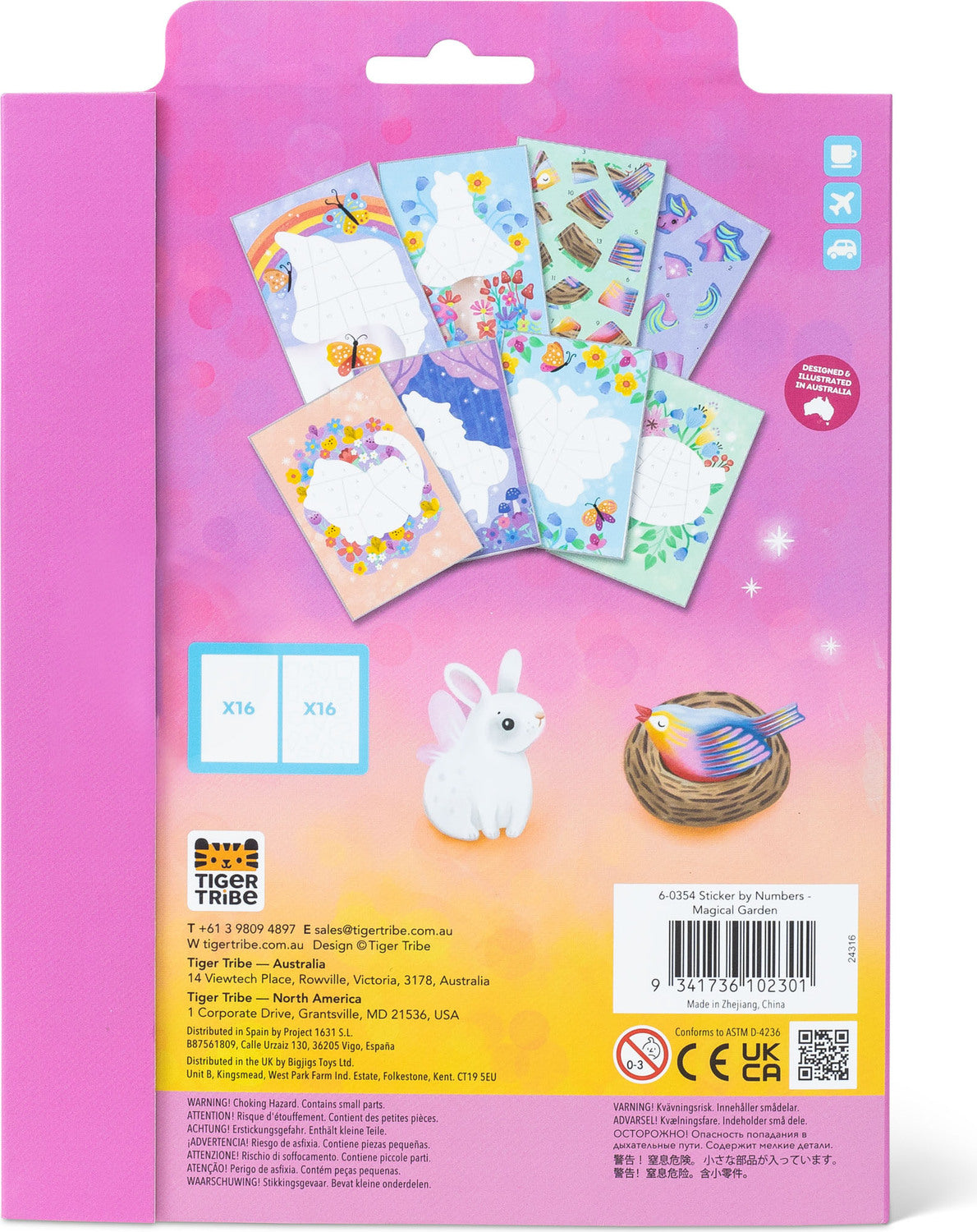 Packaging of Tiger Tribe children's coloring books with Easter-themed designs.