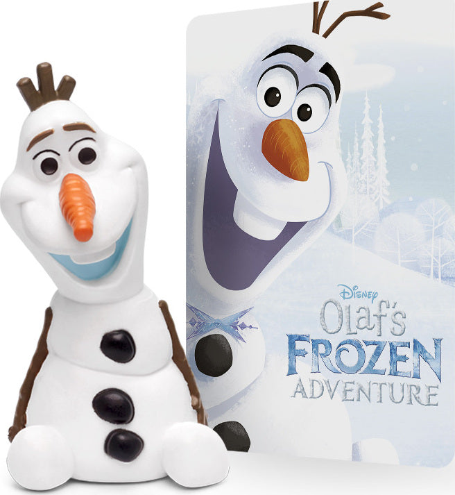 Snowman figurine with a 'Frozen' movie poster in the background