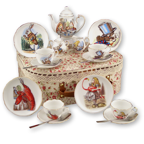 Alice in Wonderland Porcelain Tea Set and Case - Mary Arnold Toys