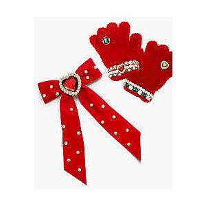 RUBY RED JEWELED GLOVES