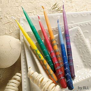 Premium Rainbow Chanukah Hand Decorated Candles