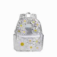 3D Daisy Silver Kids Backpack age 4-8