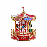 11.1" Battery Operated Multicolor LED Lighted Musical Santa Carousel With Motion Table Piece